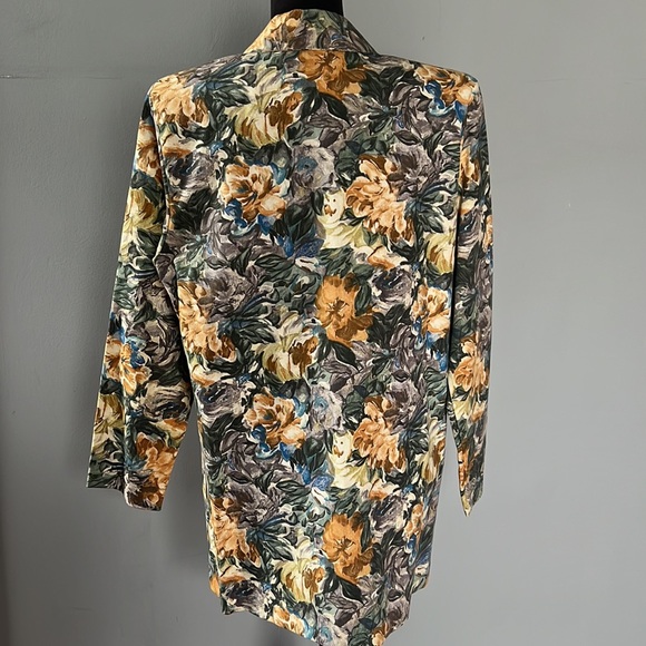 Vintage EUC French Navy Made in USA Longline Floral Blazer Jacket Coat - Picture 8 of 9